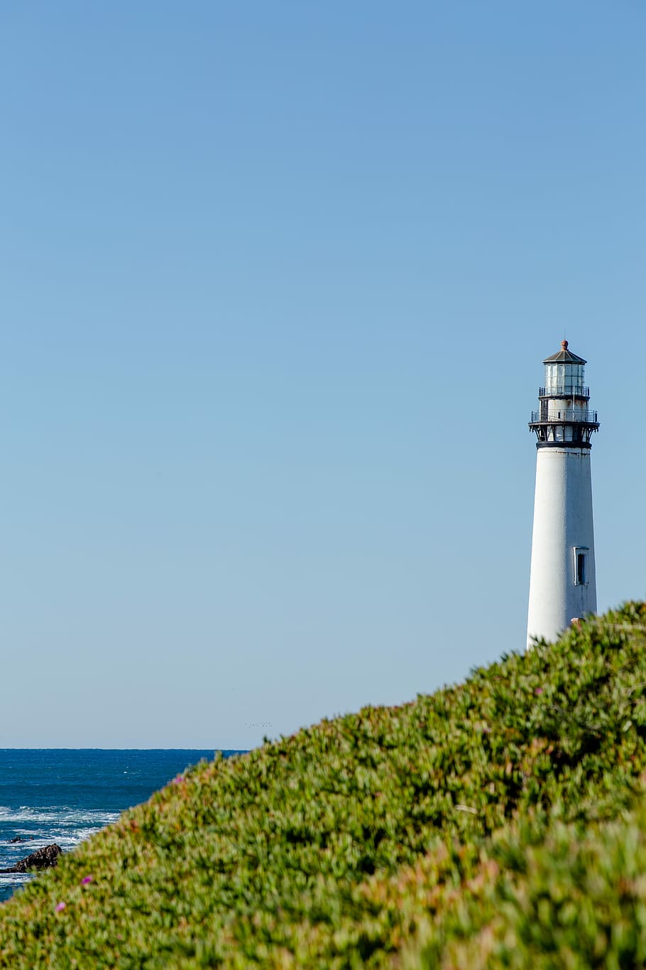 lighthouse beside body of water during day time, white lighthouse near sea HD wallpaper