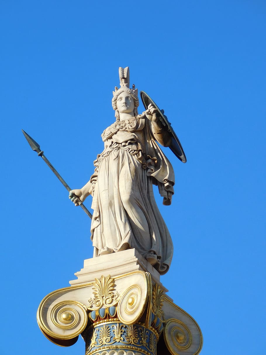 warrior holding spear statue, acropolis, marble, parthenon, greece, HD wallpaper