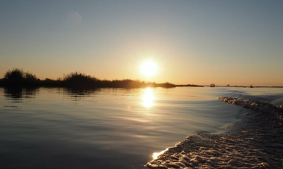 sunset, water, water-level, surface, west, heaven, romance HD wallpaper