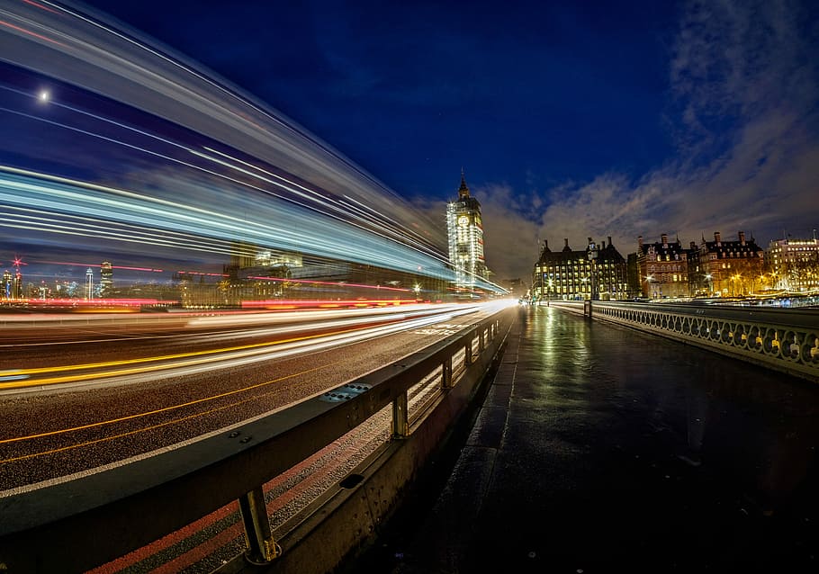 time lapse of cars on asphalt road during nighttime, timelapse photography of highway HD wallpaper
