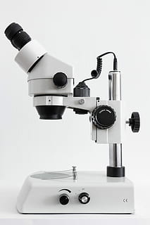 white and black microscope on white surface, white and black microscope HD wallpaper