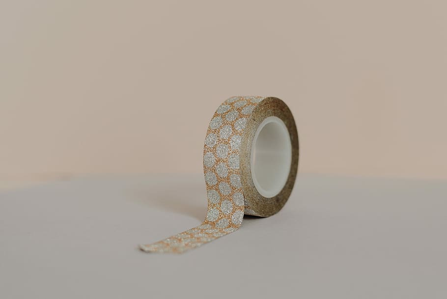orange and gray floral tape, gray and brown ribbon tape, washi tape
