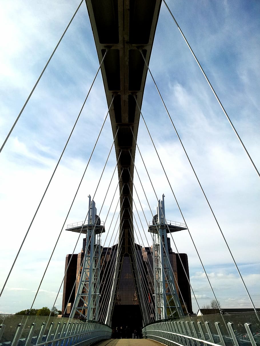 architecture, bridge, cables, infrastructure, ship, suspension HD wallpaper