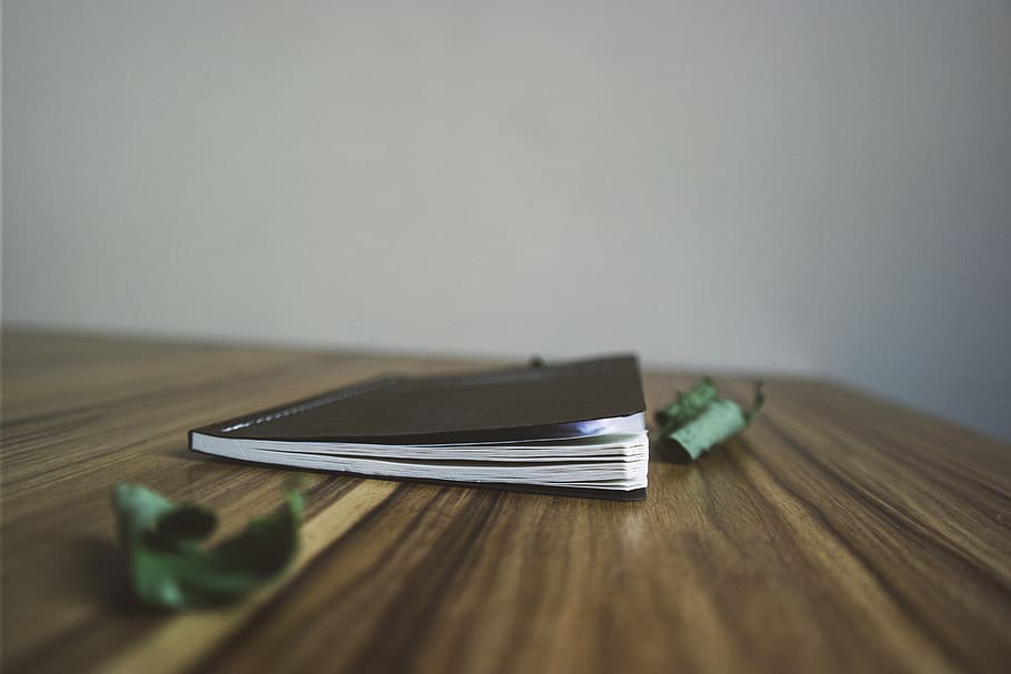 notebook, blur, wooden, table, indoors, no people, selective focus HD wallpaper