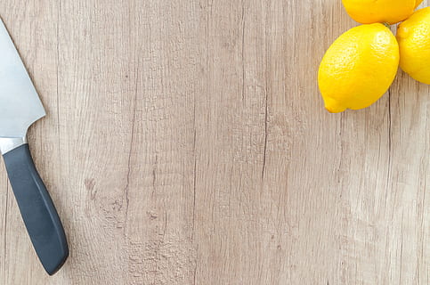 HD wallpaper: three lemons near knife, food, wood, table, wooden, background  | Wallpaper Flare