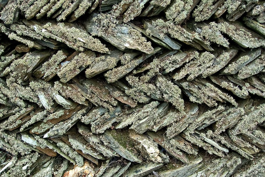 stone, wall, slate, lichen, old, herringbone, diagonal, angled, HD wallpaper