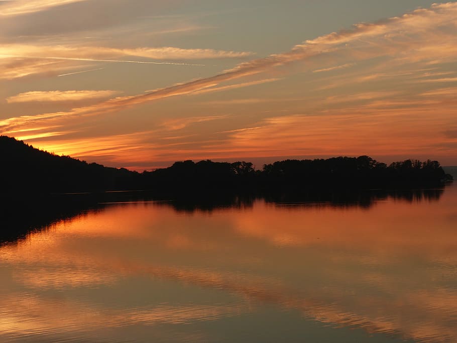 Sunset, Lake, Nature, abendstimmung, reflection, scenics, sky HD wallpaper