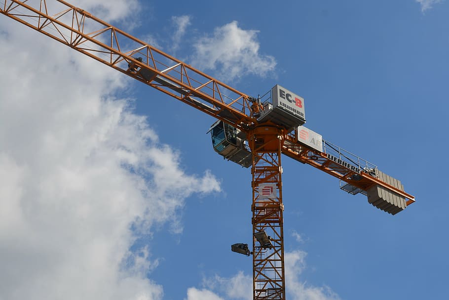 faucet, crane, air, clouds, construction, construction sector HD wallpaper
