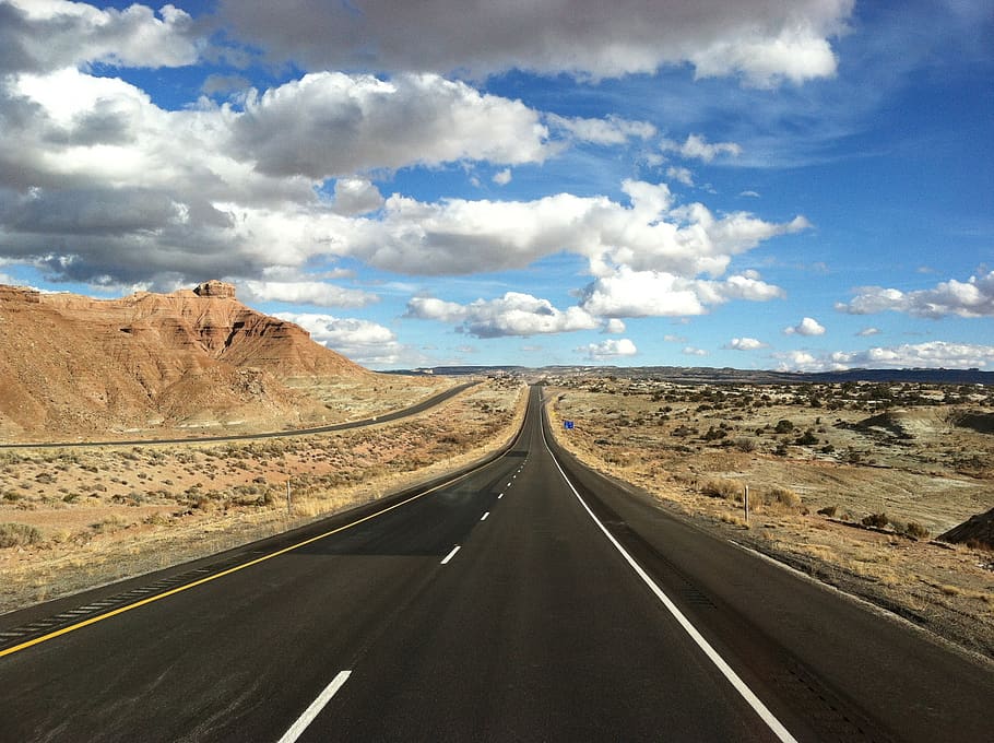 road, highway, sky, clouds, west, cloud - sky, transportation HD wallpaper