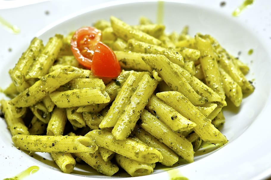 pasta, penne, noodles, food, eat, cook, pesto, food and drink, HD wallpaper