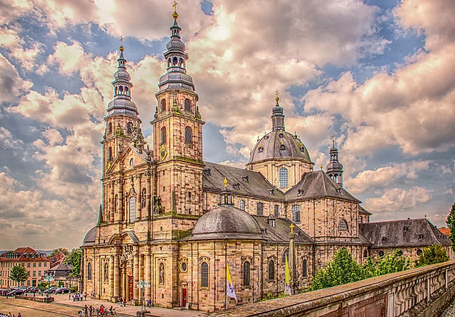 brown concrete building painting, architecture, dom, fulda HD wallpaper
