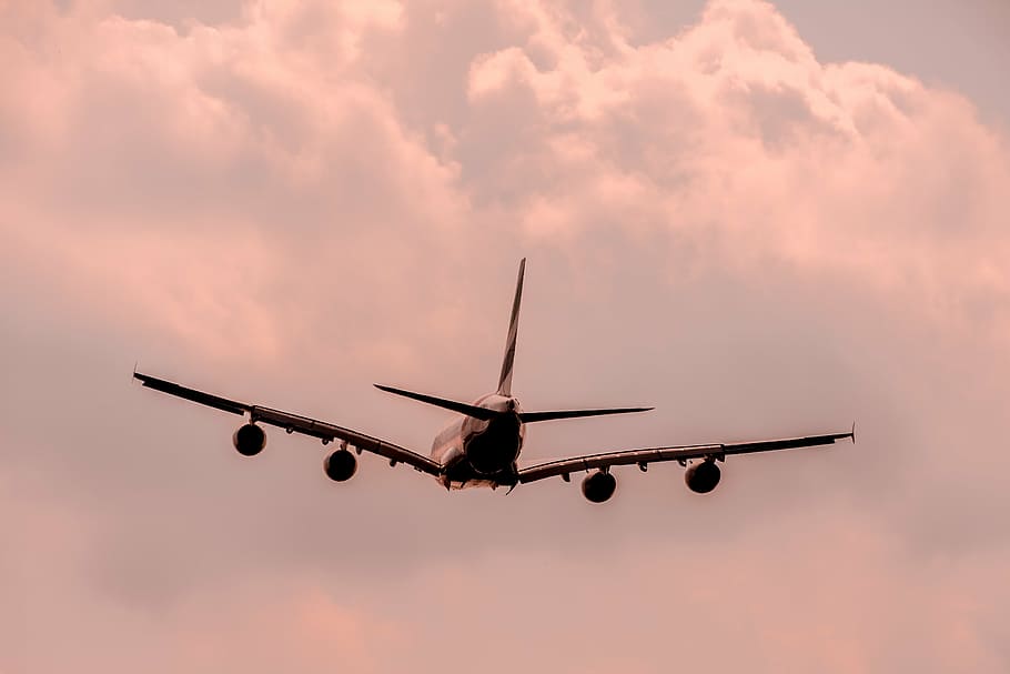 flight of aircraft, flyer, machine, airport, jet, landing, passenger machine HD wallpaper