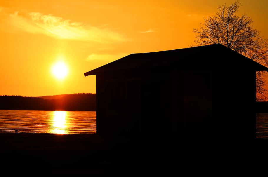 Piteå, Sunset, River, Norrbotten, norrland, beautifully, silhouette HD wallpaper