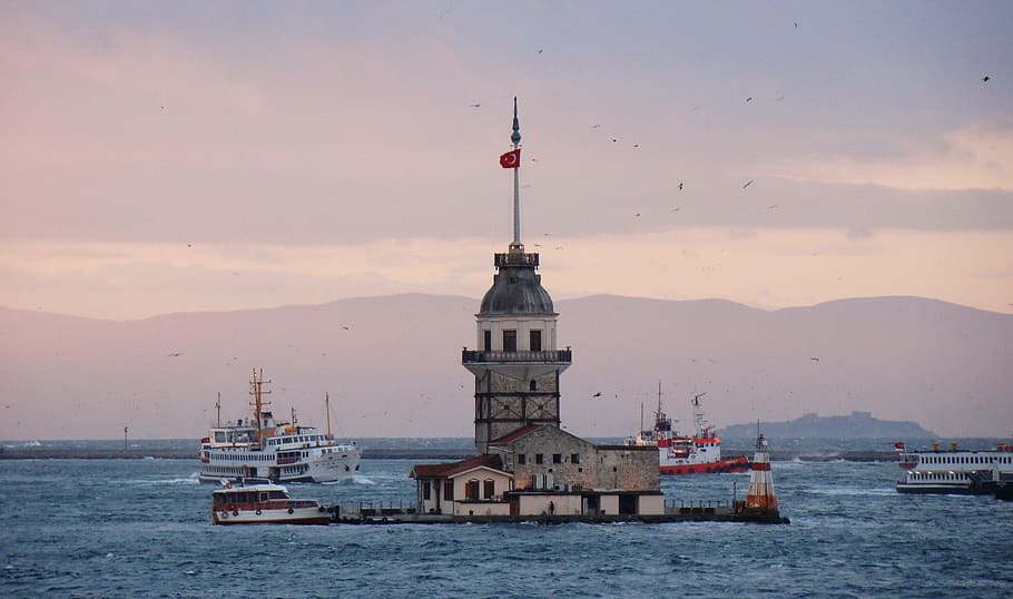 Maiden's Tower, Istanbul, Turkey, bosphorus, strait, bridge HD wallpaper