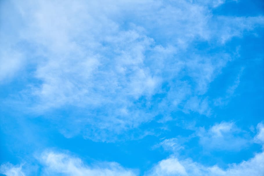 clear blue sky photo, cloud, clouds, white, composition, space HD wallpaper