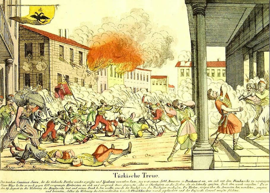 Ottoman Massacre of Greek Irregulars in 1821 in Bucharest, Romania, HD wallpaper
