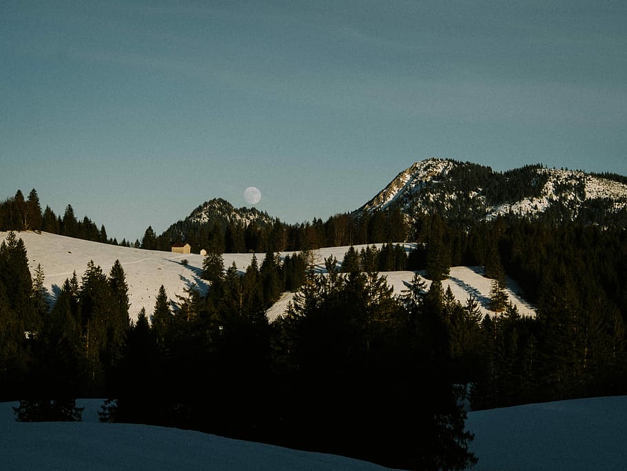 landscape photography of mountains, black mountain covered with snow HD wallpaper