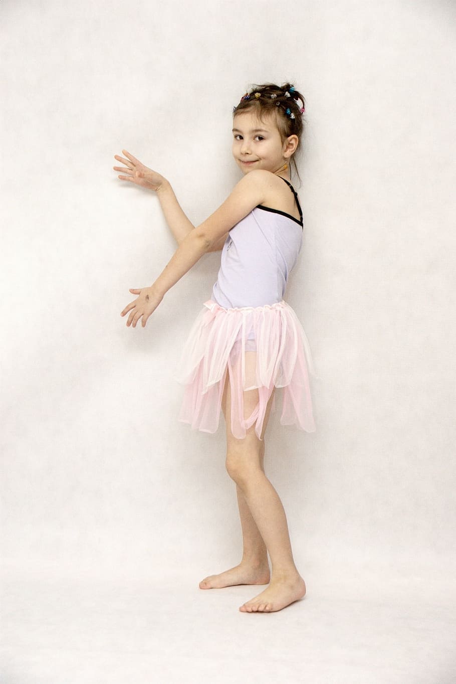 girl with white background, ballet, dance, child, full length HD wallpaper