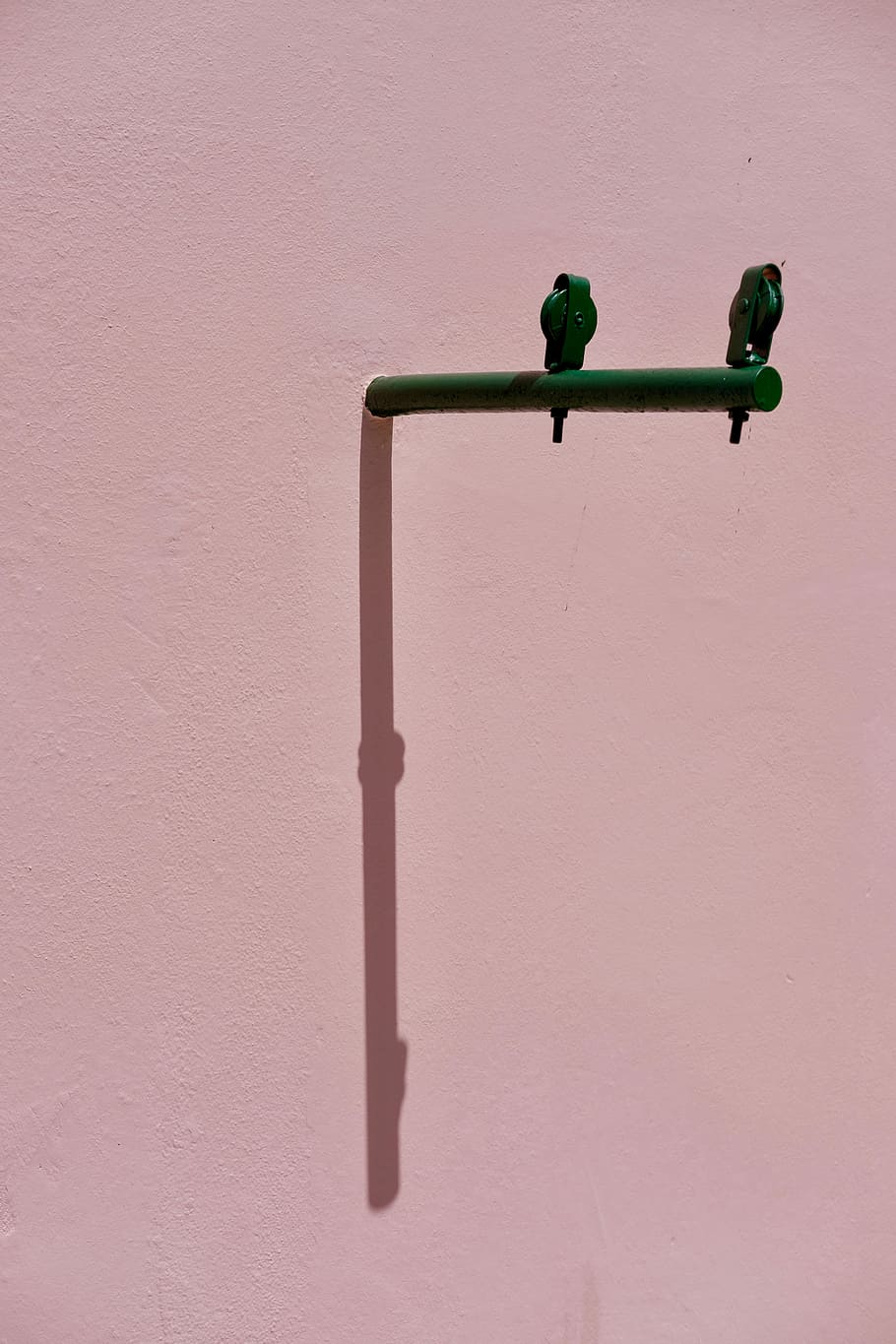 green and black metal tool, green metal pipe, wall, shadow, pastel HD wallpaper