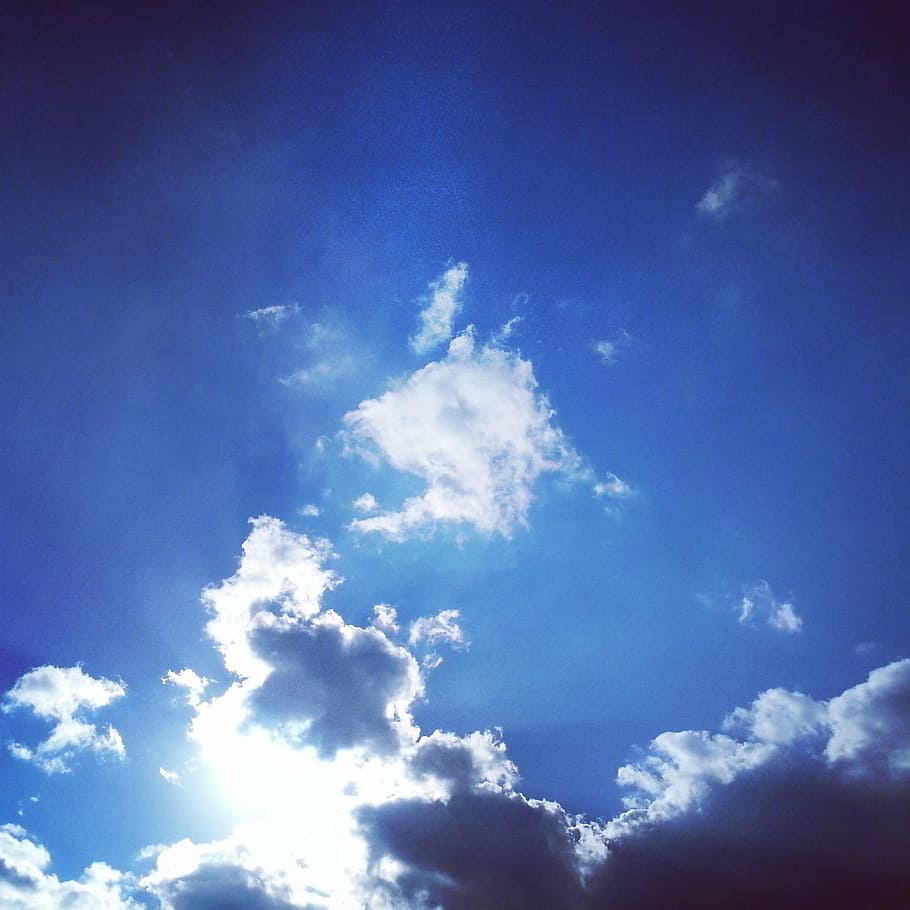 sky, cloud, blue, sunshine, nature, weather, outdoors, summer HD wallpaper