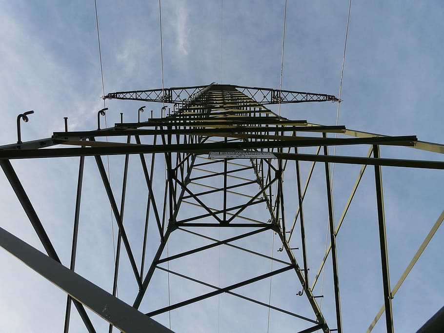 pylon, current, electricity, iron, tower, building, metal, screw HD wallpaper