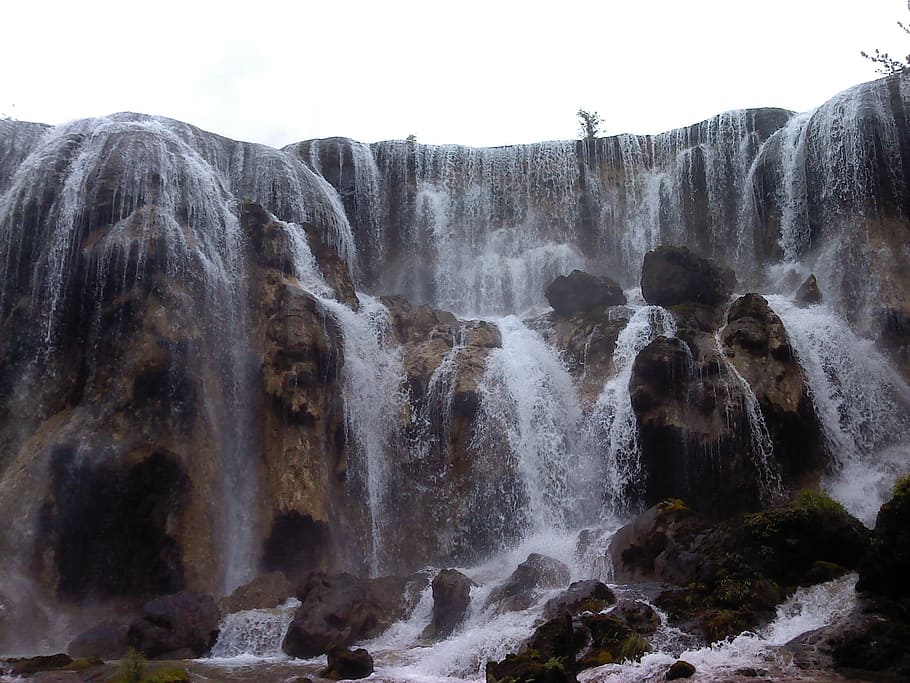 Jiuzhaigou, Falls, Landscape, waterfall, nature, river, scenics HD wallpaper