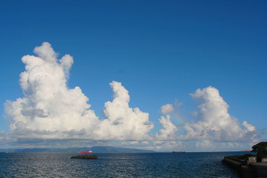 Cloud, Sky Blue, White, Iriomote, Sea, marine blue, antomasako HD wallpaper