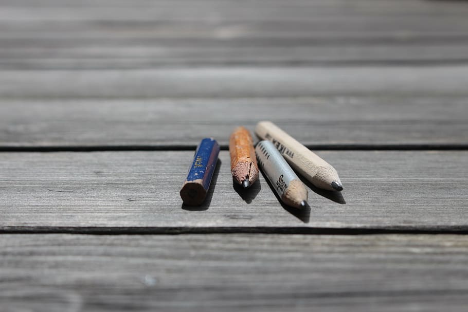 pens, color, creativity, paint, leave, art, table, wood - material HD wallpaper