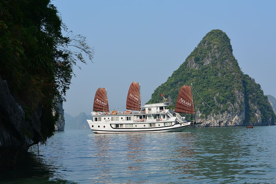 ha long bay, vietnam, travel, cruise, sung sot cave, nautical vessel, HD wallpaper