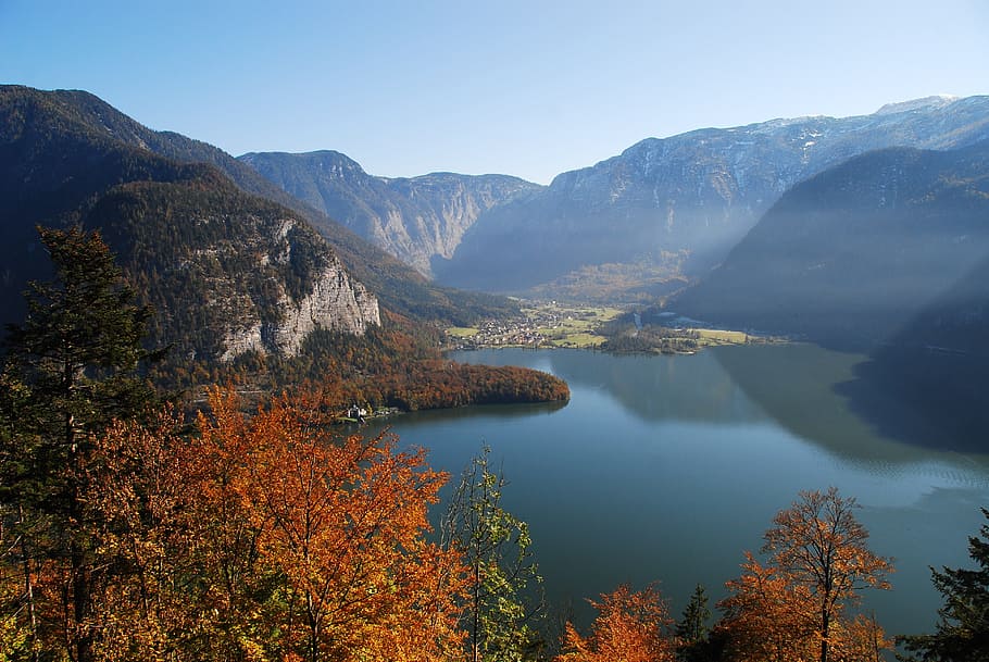 hallstatt, hallstätter lake, autumn, austria, salzkammergut, HD wallpaper