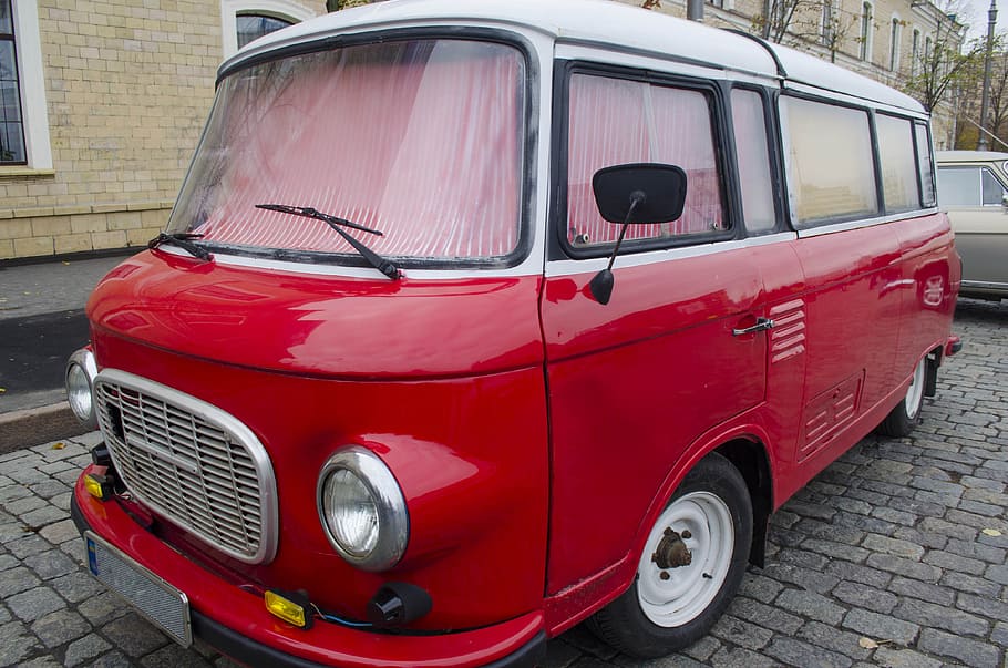 minivan, red, chrome, vintage, 60s, old, history, exhibit, technique HD wallpaper