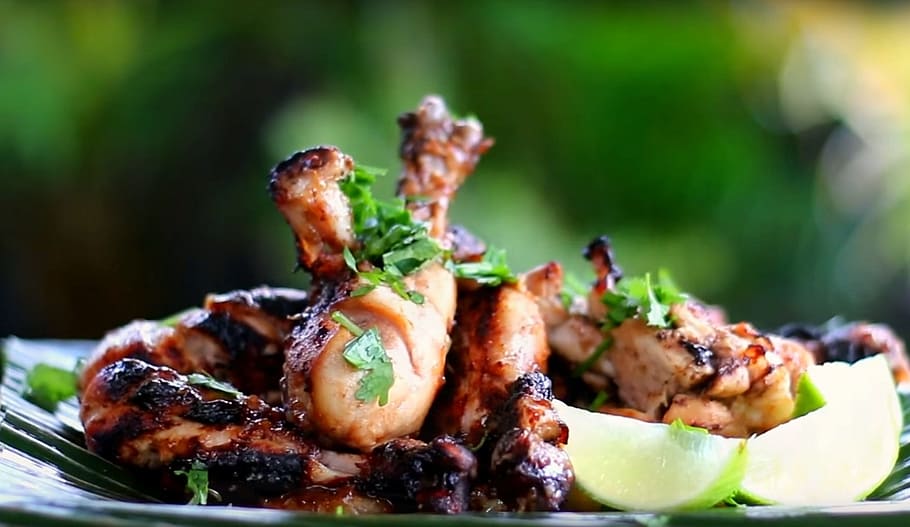 roast chicken dish, bbq, grilled, barbecue, food, cooking, grilling HD wallpaper