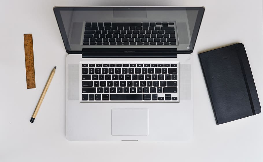 apple, desk, laptop, macbook pro, notebook, office, pen, ruler HD wallpaper