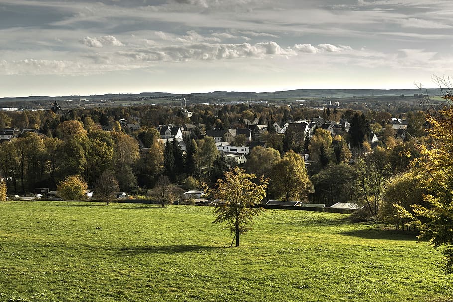 Chemnitz, Landscape, View, Sky, distant view, panorama, nature HD wallpaper