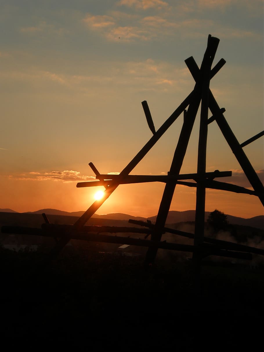 sunset, hay, the sharp, mowing, drying, sky, cloud - sky, silhouette HD wallpaper