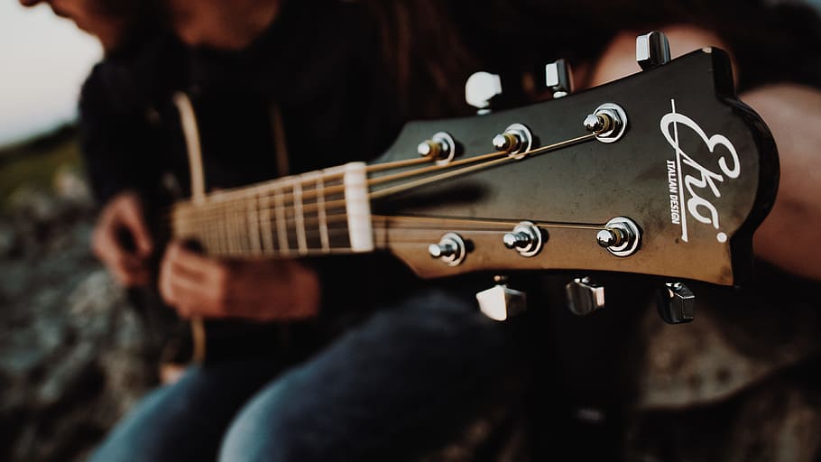 guitar, sunset, player, colors, tool, guitars, musical instrument HD wallpaper