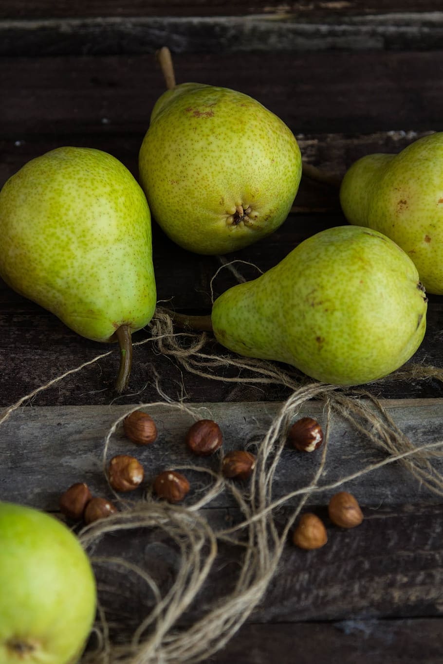pears, coffee beans, rustic, treat, fruit, food and drink, freshness HD wallpaper