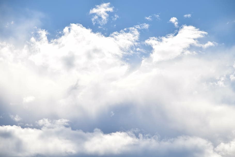 blue sky, white clouds, heaven, background, cloud - sky, cloudscape HD wallpaper