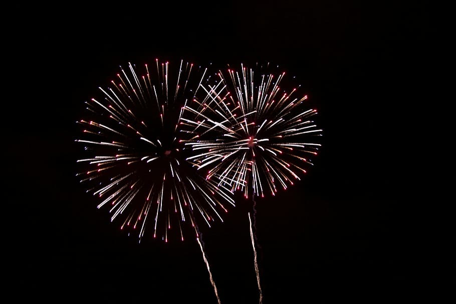 fireworks, still, light, show, flames, slow, shutter, night HD wallpaper