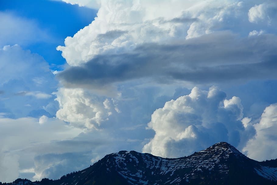 Mountain Peaks, Clouds, mountains, sky, weather mood, cloud - sky HD wallpaper