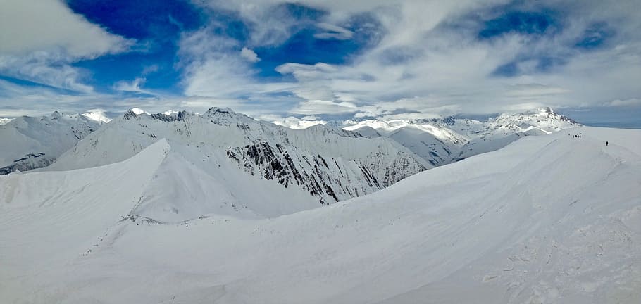 mountain, landscape, peak, summit, snow, view, aesthetic, nature HD wallpaper