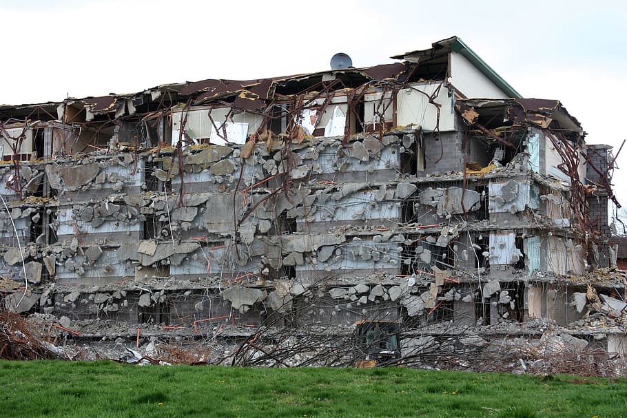 demolition, destruction, building, damage, structure, demolish HD wallpaper