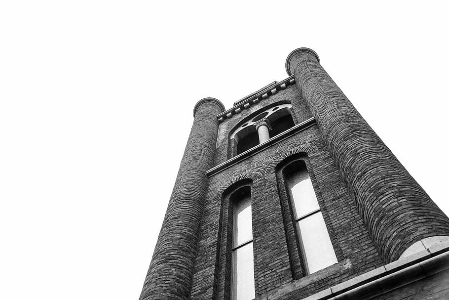 grey and white concrete buildin g, low angle photography of highrise buidling HD wallpaper