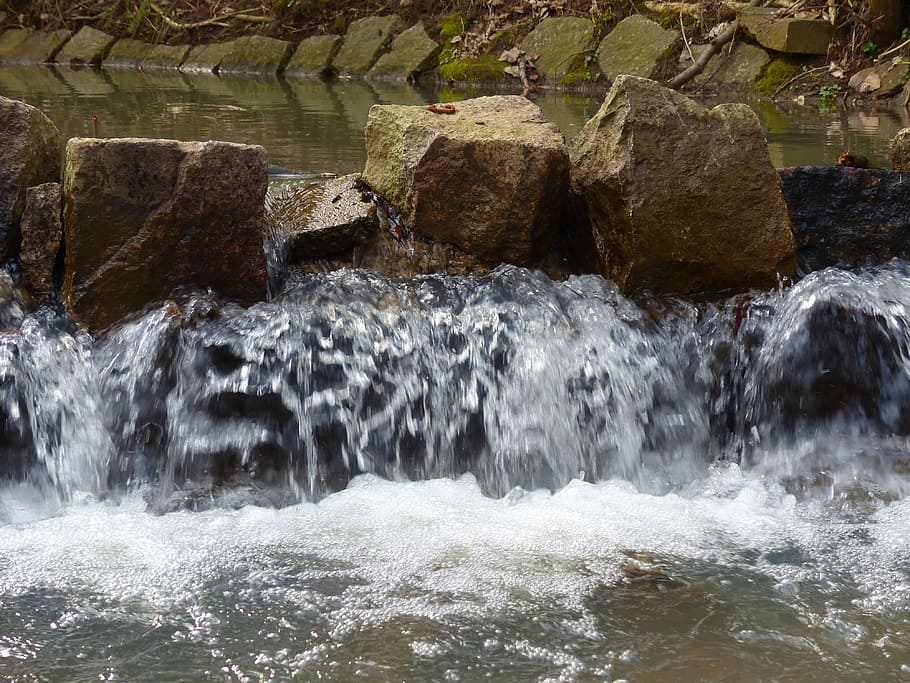 water falls during daytime, Waterfall, Dam, Bubble, Cold, frisch HD wallpaper