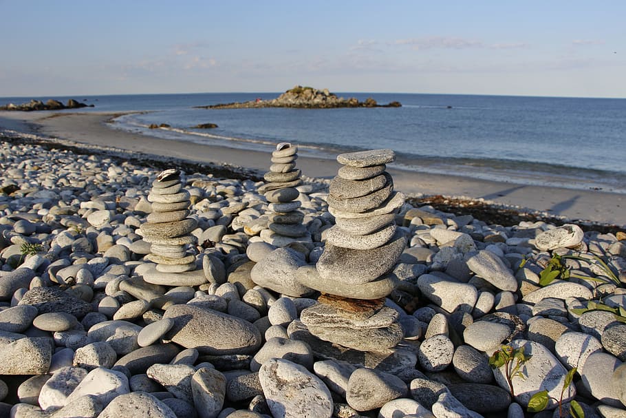 beach, coast, sea, ocean, sand, water, shore, nature, rocks HD wallpaper