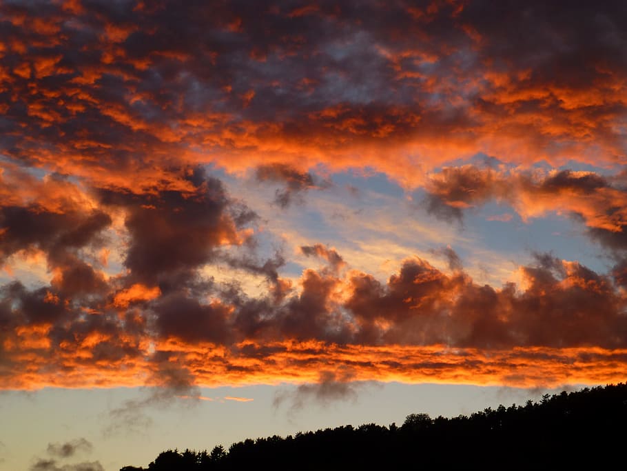evening sky, dramatic, cloud formation, afterglow, weather mood HD wallpaper