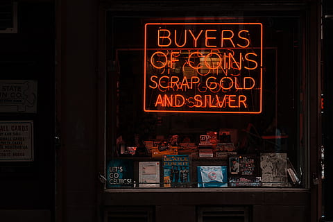 orange buyers of coins scrap gold and silver neon signage, orange Buyers Of Coins Scrap Gold an Silver neon signage HD wallpaper