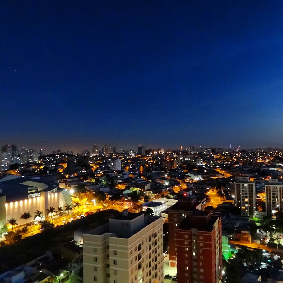 São Paulo, Blue, Sky, Night, cityscape, illuminated, city life HD wallpaper
