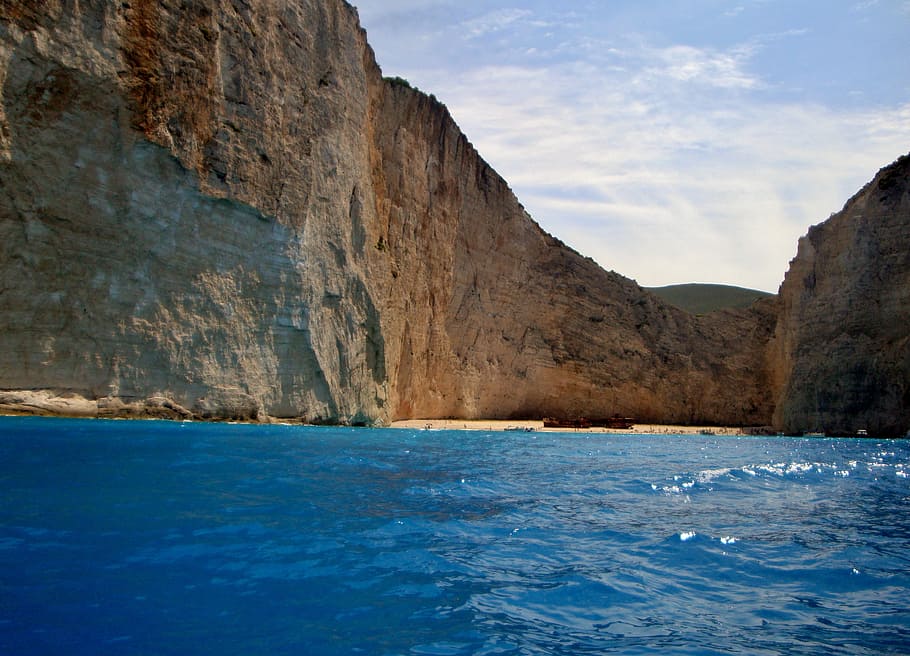 zakynthos, island, greece, beach, rocks, sea, summer, holidays, HD wallpaper