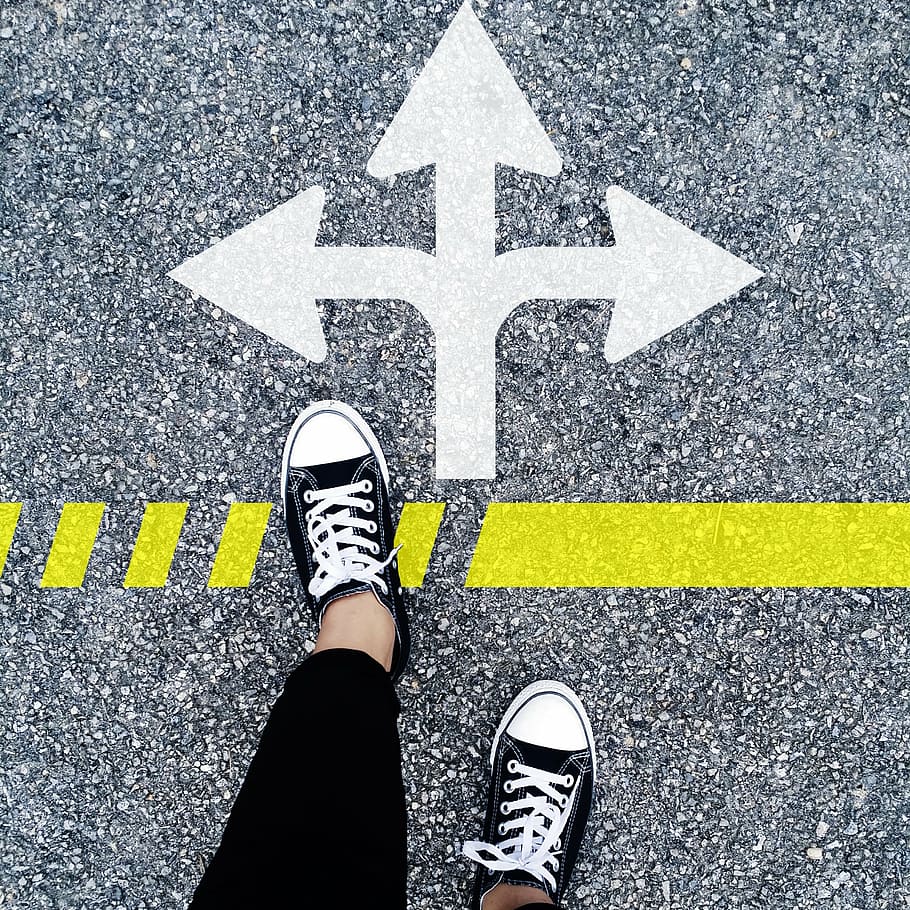 person wearing black low-top sneakers, choose the right direction HD wallpaper